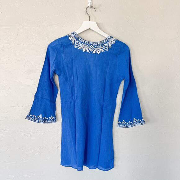 Sulu Collection Blue Embroidered Tunic size 2 NWT - Picture 5 of 6